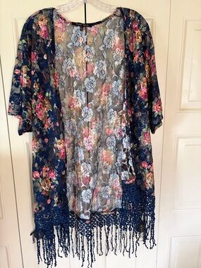 Kimono Vintagevibe Cottagecore Fairy Duster Boho Crochet Fringe Sz XL Summer